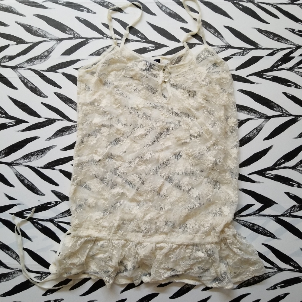 Blue Asphalt Lace Drawstring Tanktop